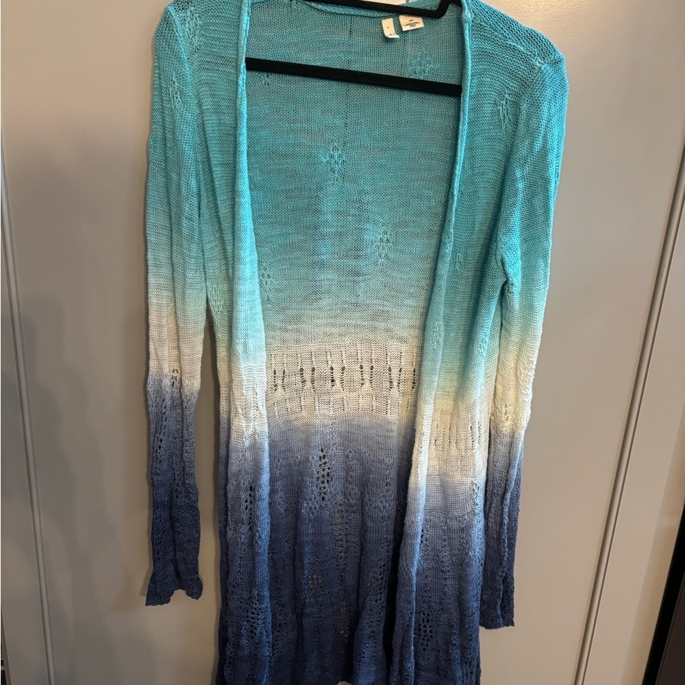 Anthropologie Moth Tonal Tides Ombre Open Knit Cardigan M - Picture 2 of 6